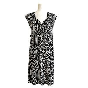 Banana Republic Factory Dress Black White Print Cap Sleeveless Casual Medium NEW